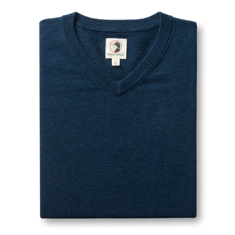 Buckley Merino V-Neck Sweater - Navy Peony Heather