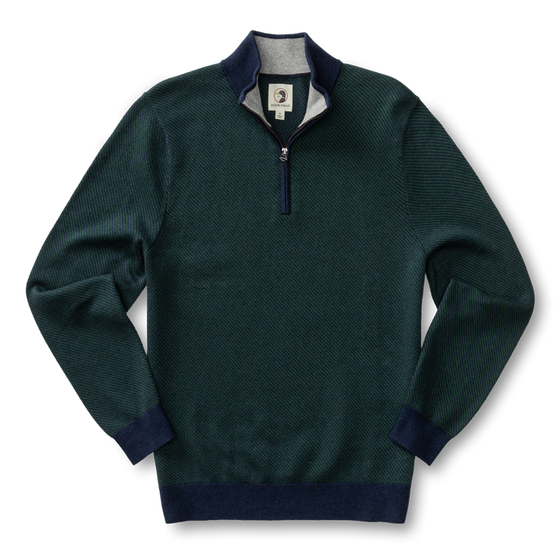 Ridley Cotton Cashmere 1/4 Zip Sweater - Hunter Green Heather