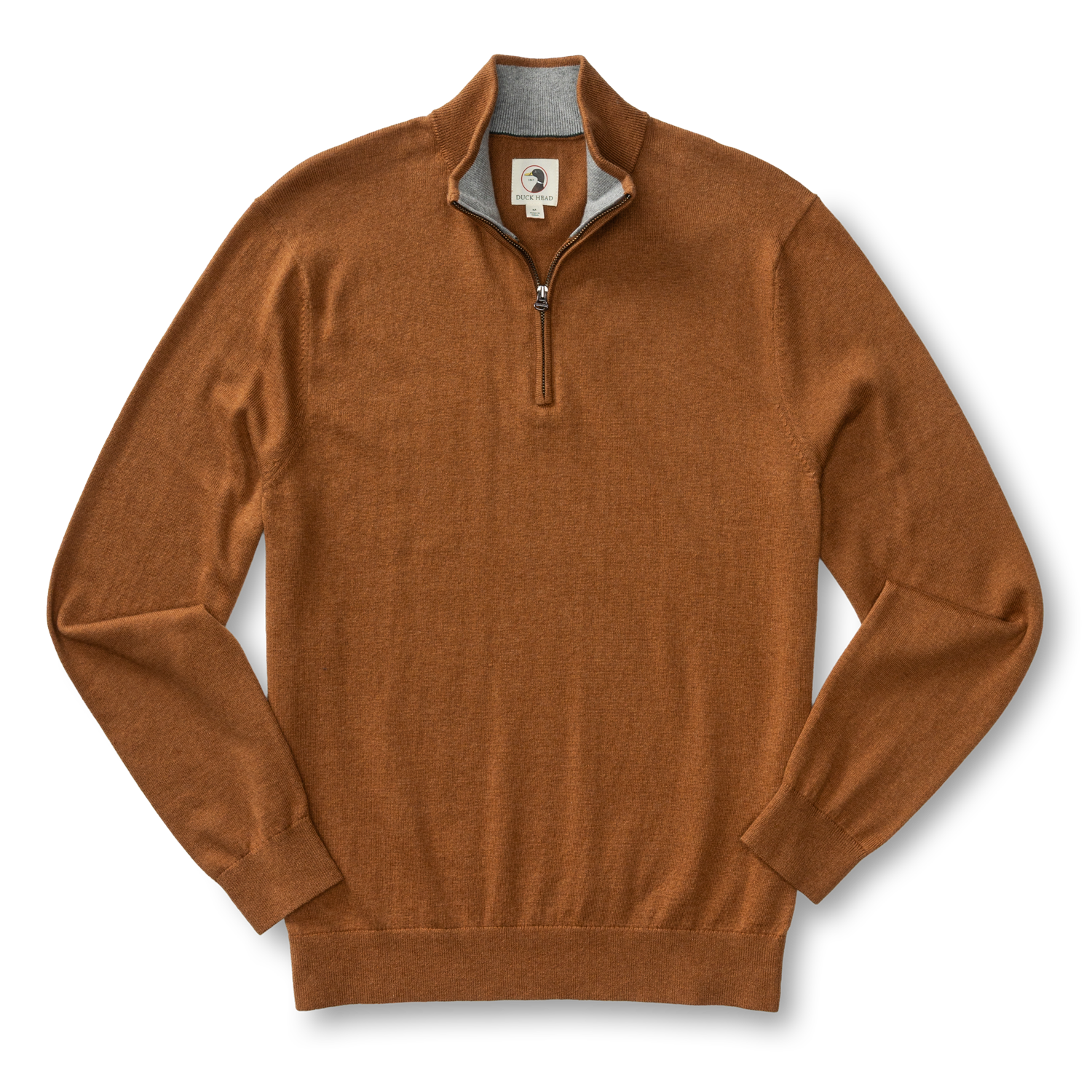 Ridley Cotton Cashmere 1/4 Zip Sweater - Dark Amber Heather