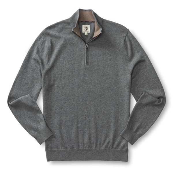 Ridley Cotton Cashmere 1/4 Zip Sweater - Monument Gray Heather