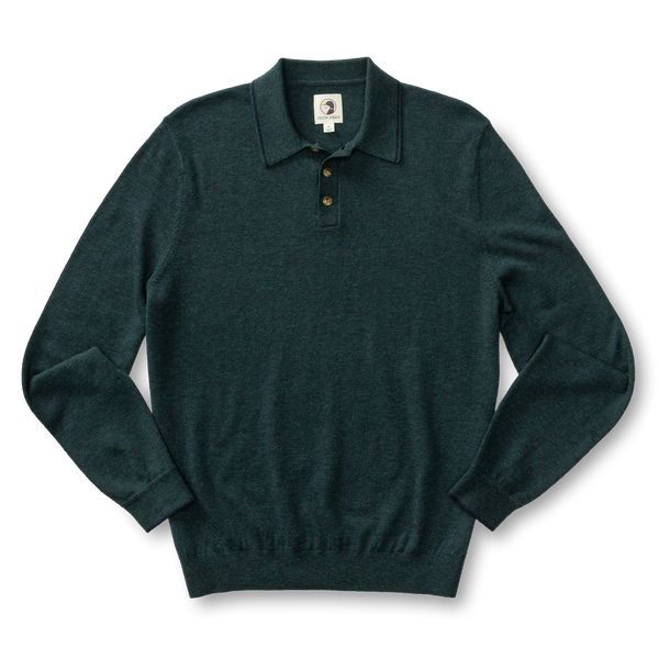 Jonas Merino Polo Sweater - Pine Grove Heather