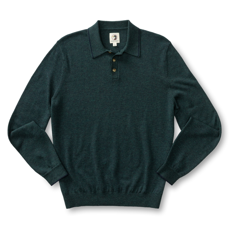 Jonas Merino Polo Sweater - Pine Grove Heather