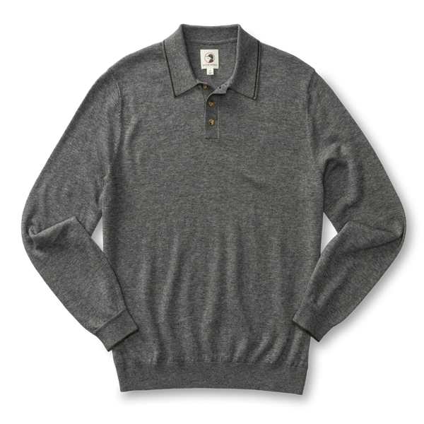 Jonas Merino Polo Sweater - Fossil Gray Heather