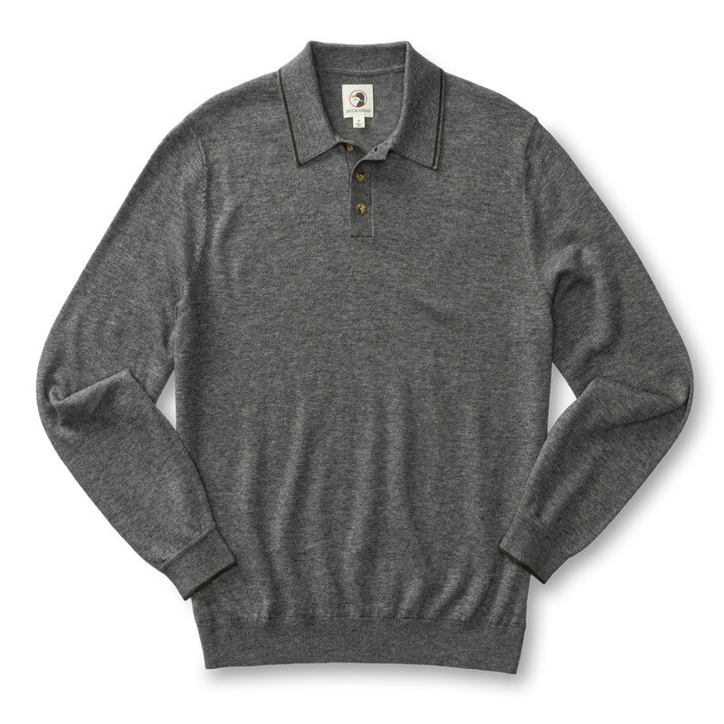 Jonas Merino Polo Sweater - Fossil Gray Heather