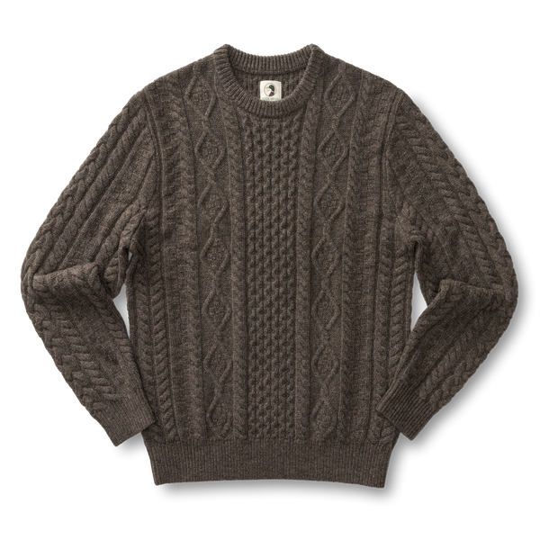 Fisherman Merino Crewneck Sweater - Dark Oak Heather