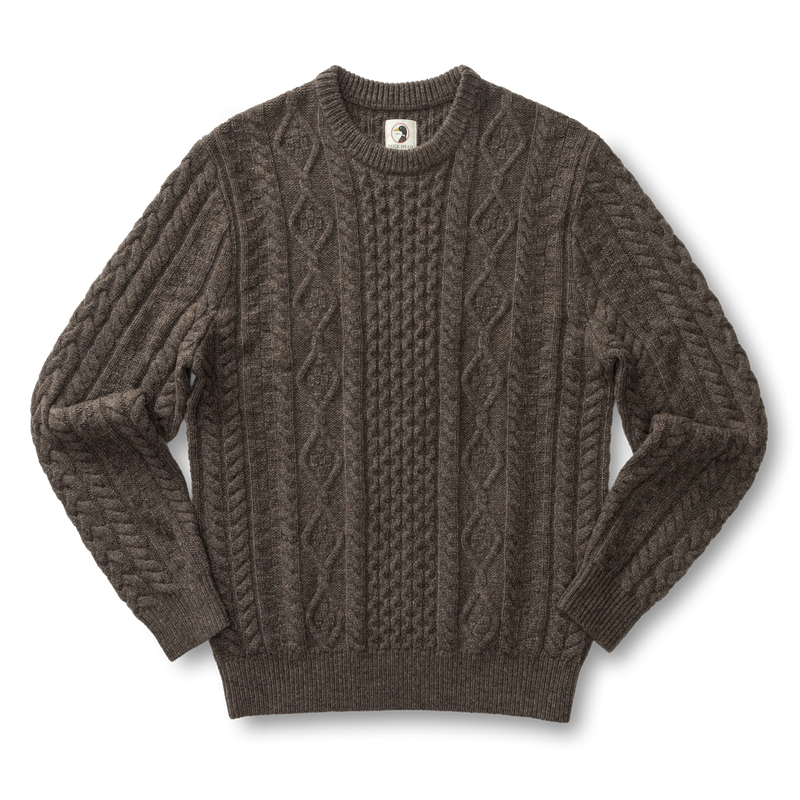 Fisherman Merino Crewneck Sweater - Dark Oak Heather