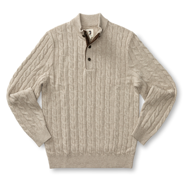 Walcott Merino Cashmere Cable Knit 1/4 Zip Sweater - Stone Heather