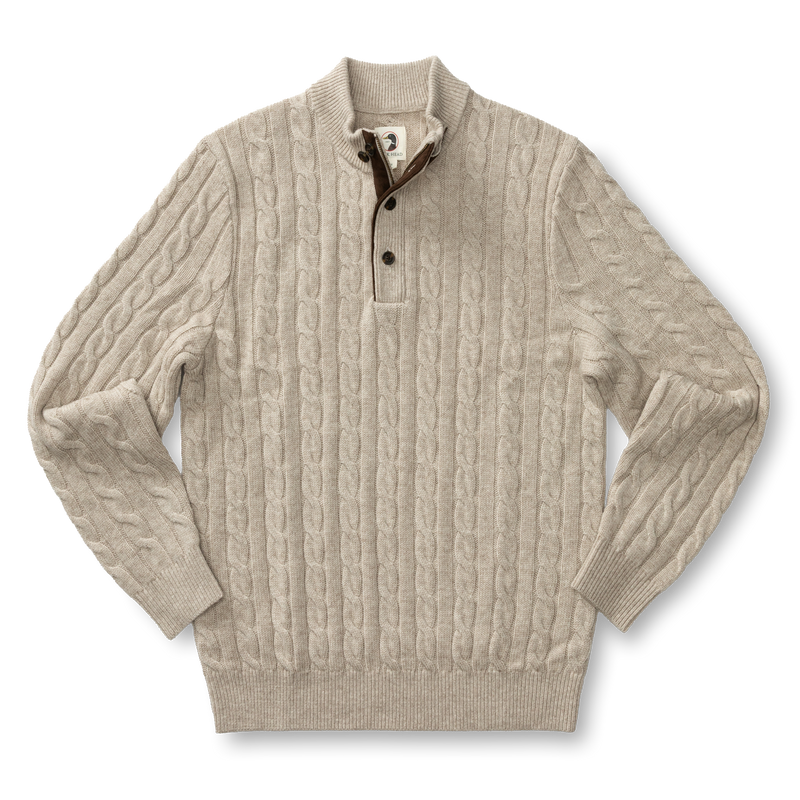 Walcott Merino Cashmere Cable Knit 1/4 Zip Sweater - Stone Heather