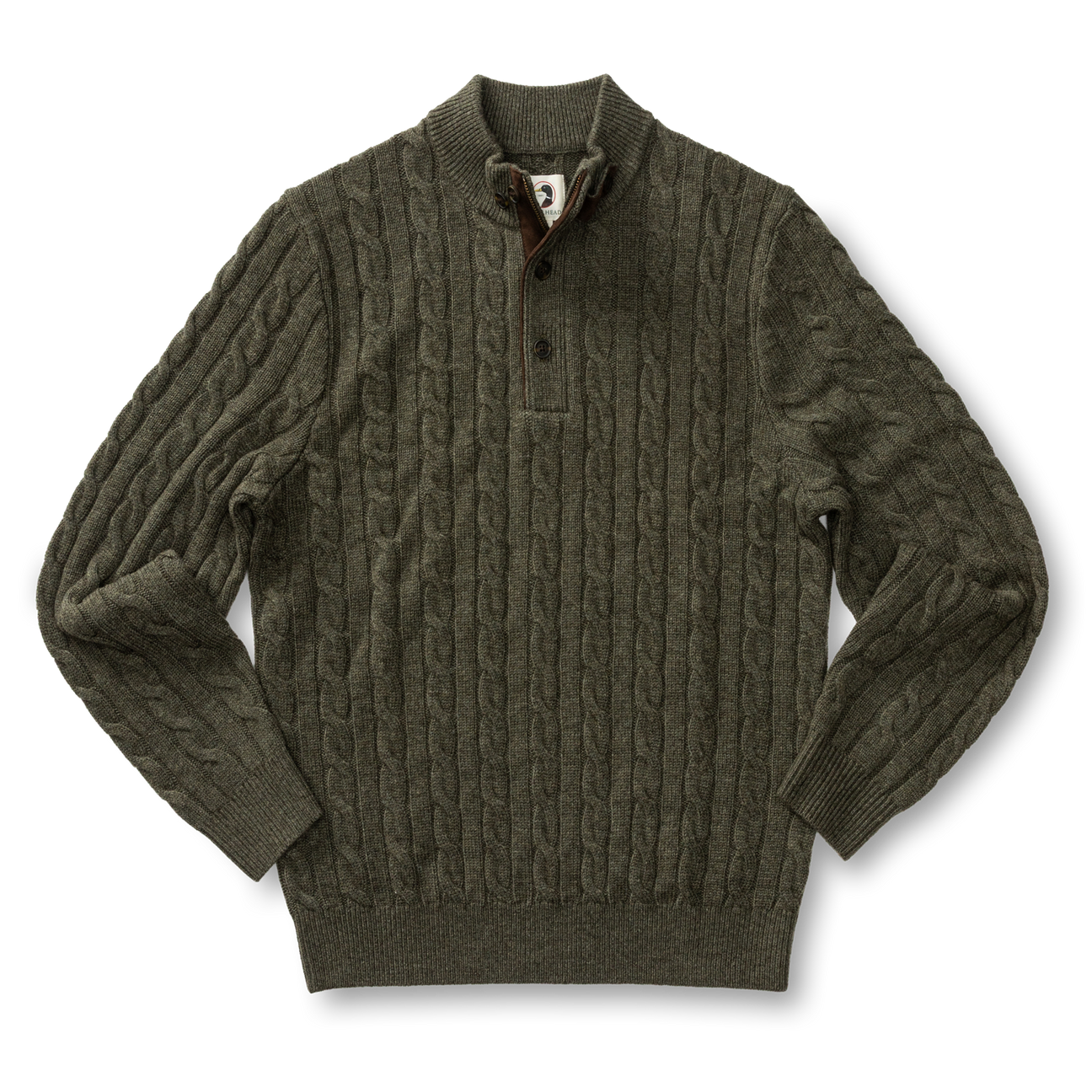 Walcott Merino Cashmere Cable Knit 1/4 Zip Sweater - Dark Olive Heather