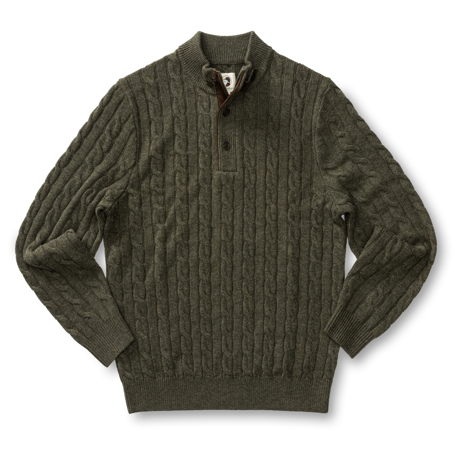 Walcott Merino Cashmere Cable Knit 1/4 Zip Sweater - Dark Olive Heather