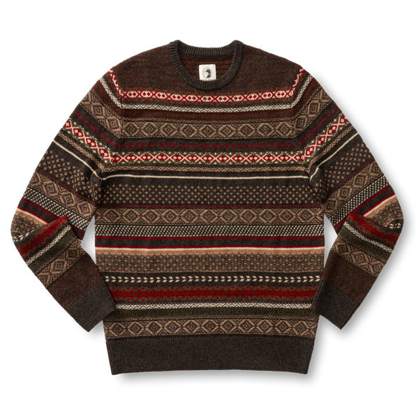 Birch Fair Isle Merino Crewneck Sweater - Espresso Brown Heather