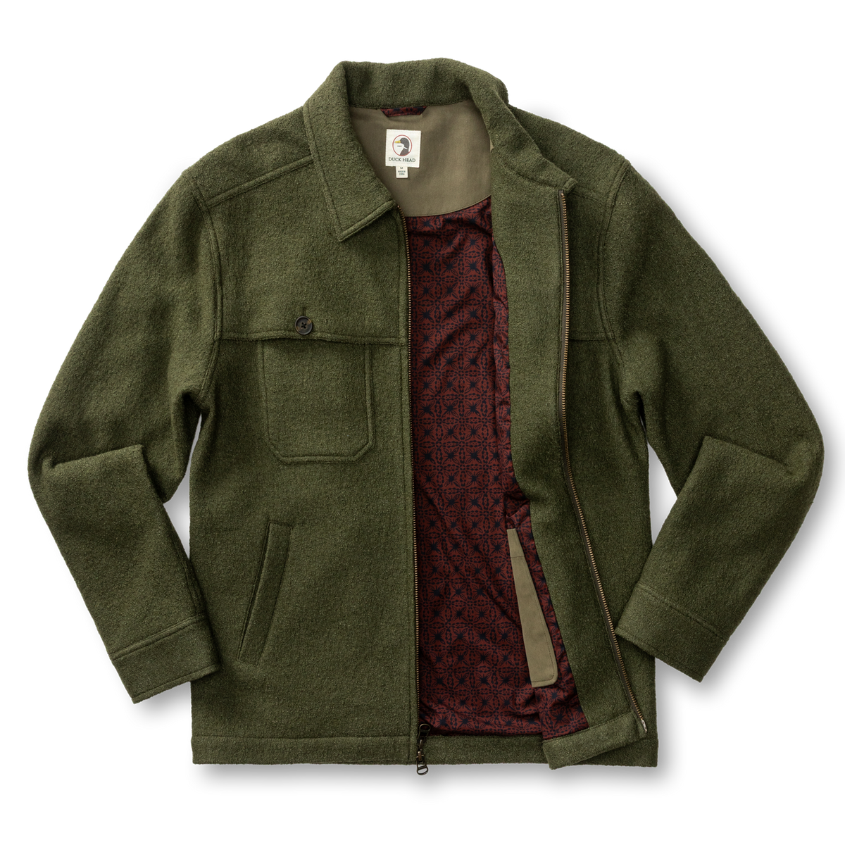 Boiled Wool Jacket - Dark Forest Green