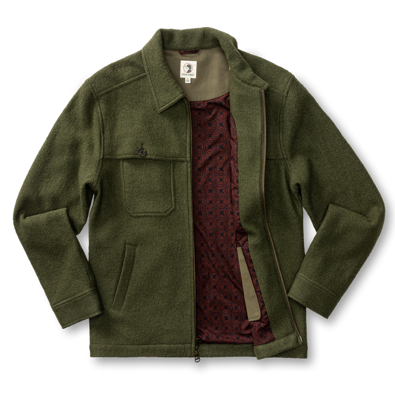 Boiled Wool Jacket - Dark Forest Green