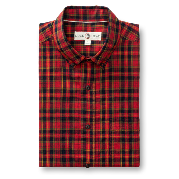 Cotton Slub Sport Shirt - Yates Plaid - Pomegranate