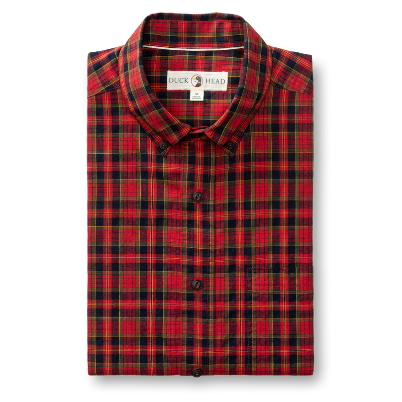 Cotton Slub Sport Shirt - Yates Plaid - Pomegranate