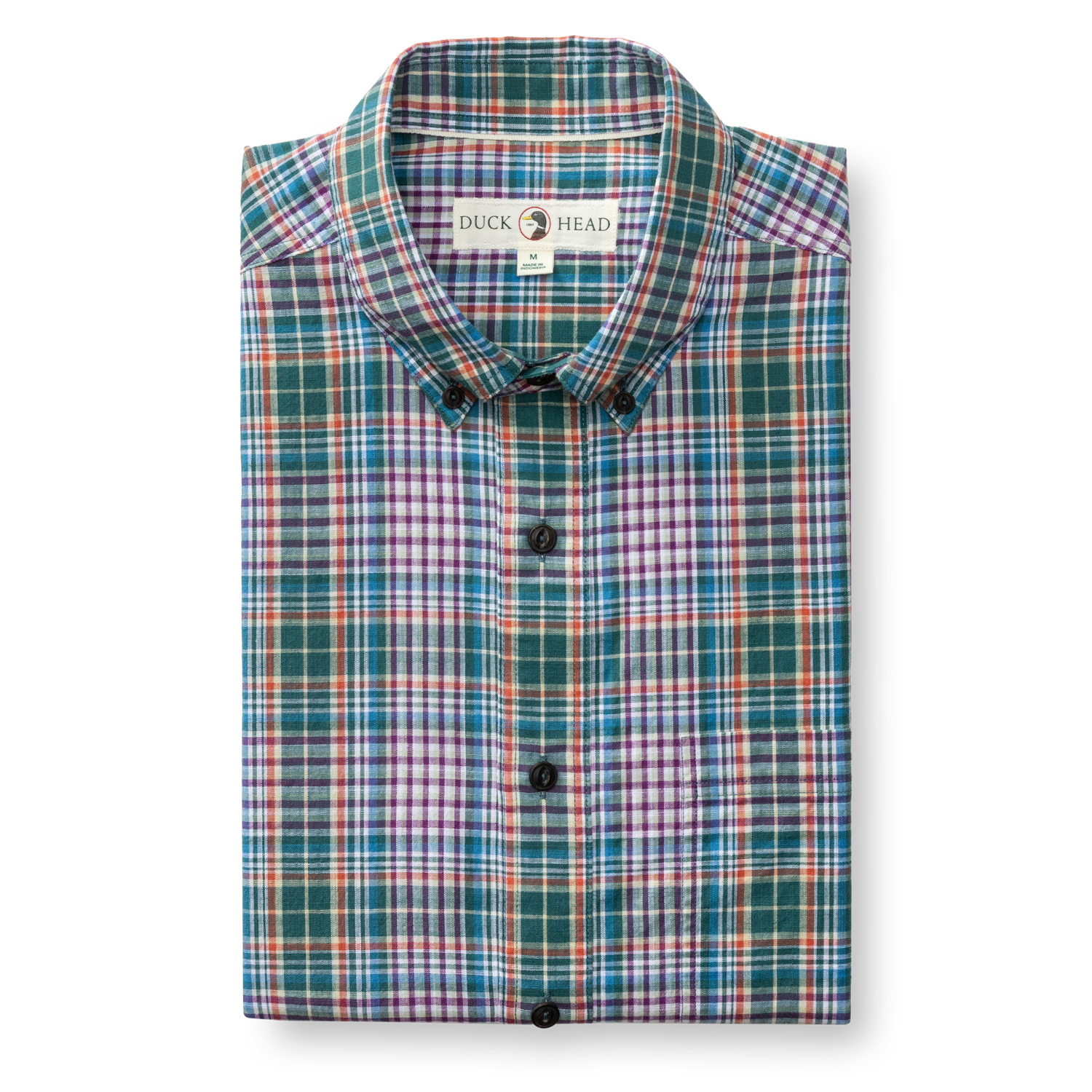 Cotton Slub Sport Shirt - Colson Plaid - Midnight Teal