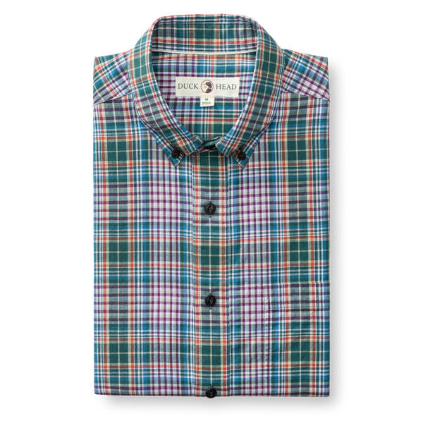 Cotton Slub Sport Shirt - Colson Plaid - Midnight Teal