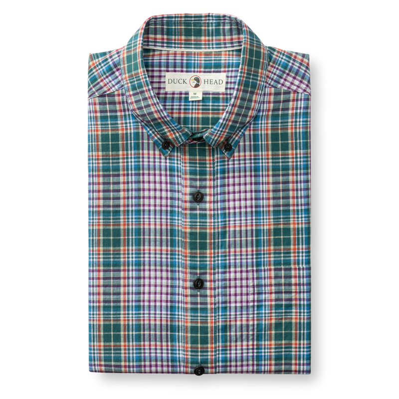 Cotton Slub Sport Shirt - Colson Plaid - Midnight Teal