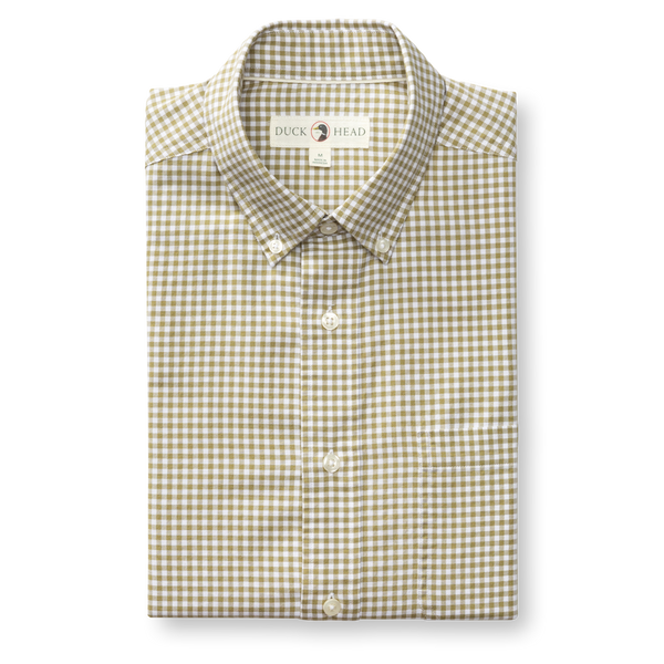 Cotton Oxford Sport Shirt - Ryder Gingham - Mossed Stone
