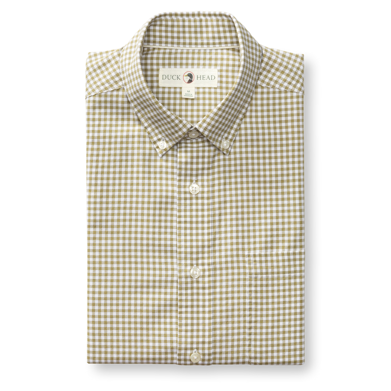 Cotton Oxford Sport Shirt - Ryder Gingham - Mossed Stone