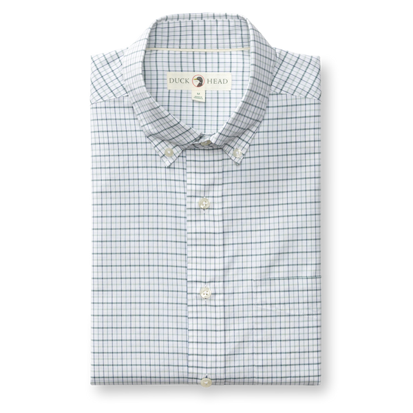 Cotton Cashmere Poplin Sport Shirt - Tolliver Plaid - Spruce Mist
