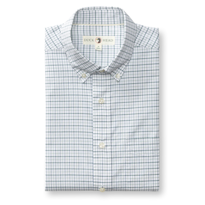Cotton Cashmere Poplin Sport Shirt - Tolliver Plaid - Spruce Mist