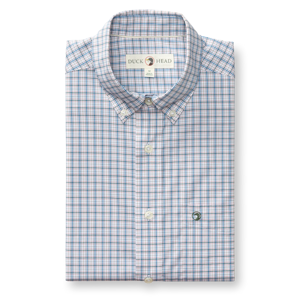 Performance Poplin Sport Shirt - Edison Plaid - Midnight Teal