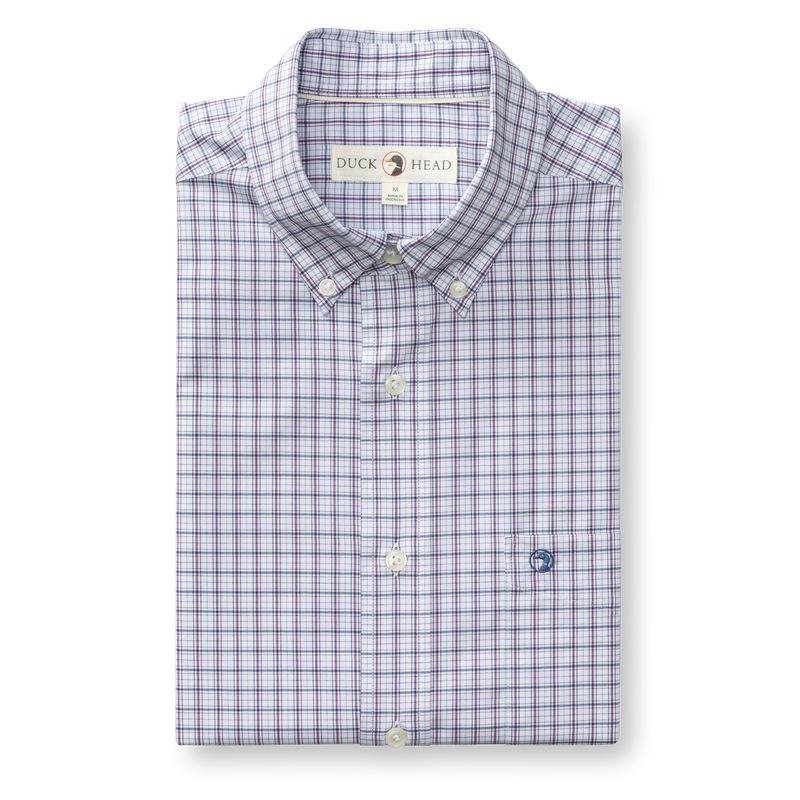 Performance Poplin Sport Shirt - Edison Plaid - Navy Peony