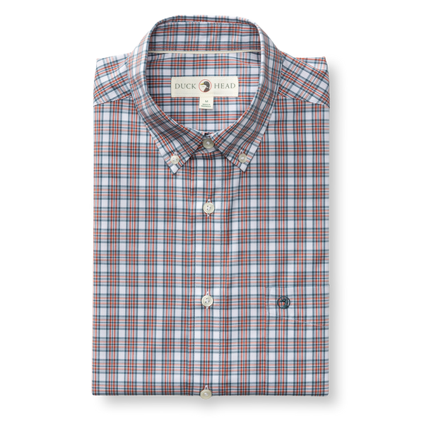 Performance Poplin Sport Shirt - Barrett Plaid - Cedarwood Red