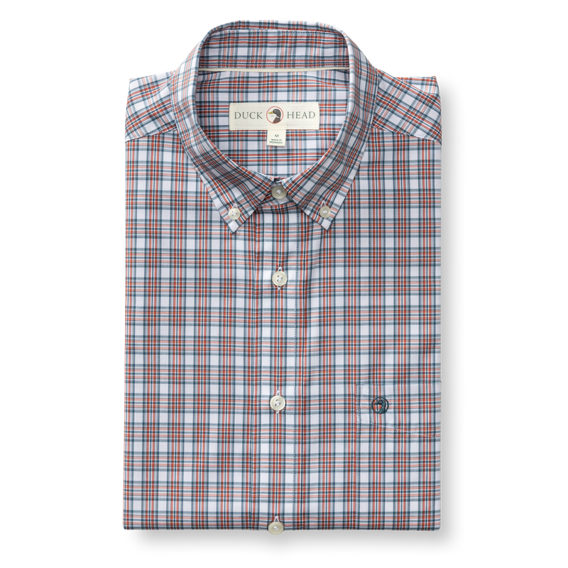 Performance Poplin Sport Shirt - Barrett Plaid - Cedarwood Red