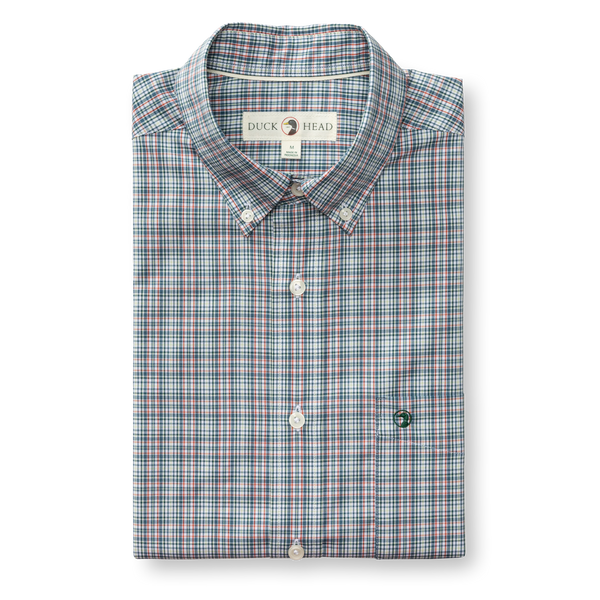 Performance Poplin Sport Shirt - Winstead Plaid - Stormy Teal