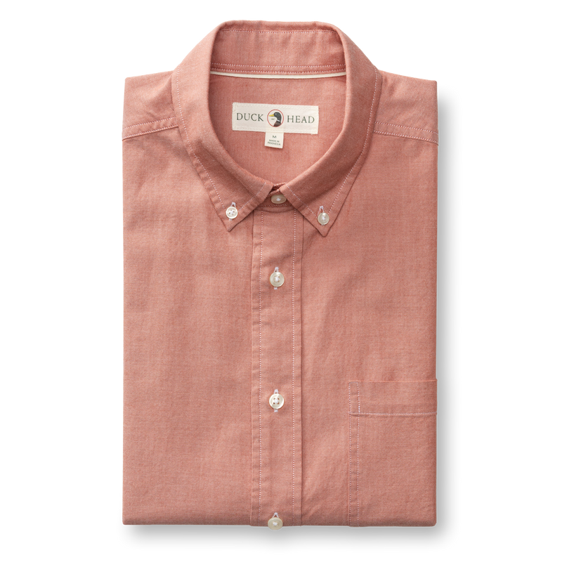 Cotton Oxford Sport Shirt - Morris Solid - Cedarwood Red