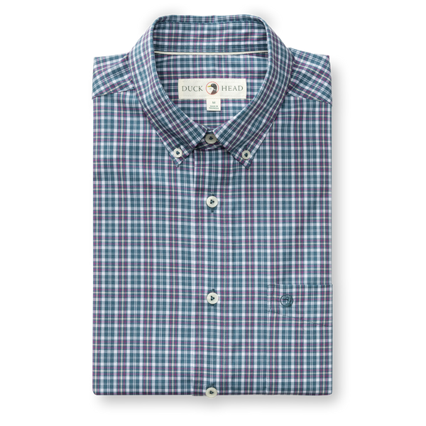 Performance Poplin Sport Shirt - Fraiser Plaid - Stormy Teal