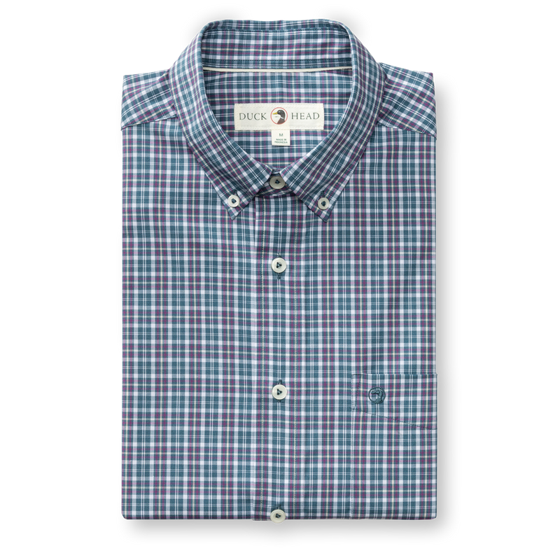 Performance Poplin Sport Shirt - Fraiser Plaid - Stormy Teal