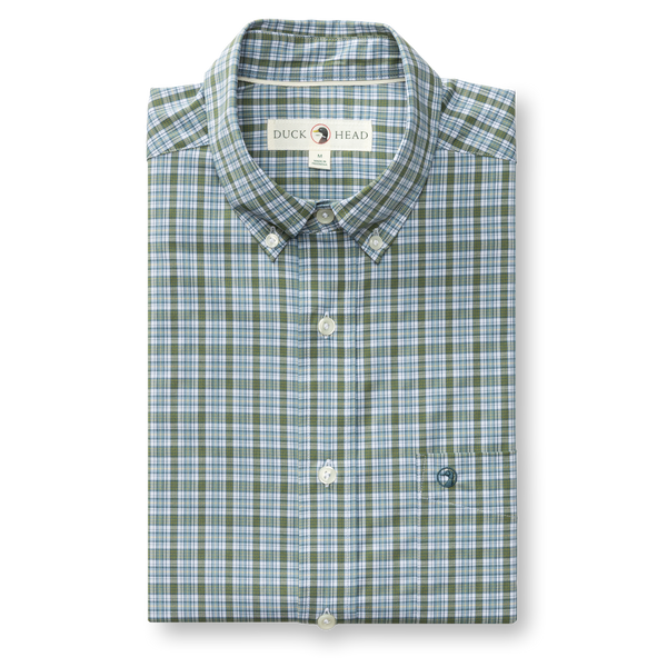 Performance Poplin Sport Shirt - Denton Plaid - Mossy Bark