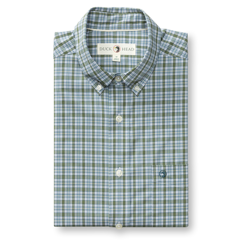 Performance Poplin Sport Shirt - Denton Plaid - Mossy Bark