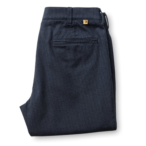 Herringbone Flannel Gold School Chino - Navy