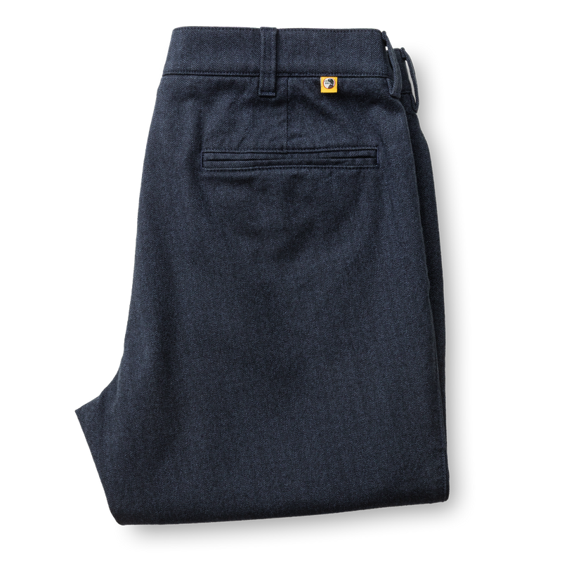 Herringbone Flannel Gold School Chino - Navy