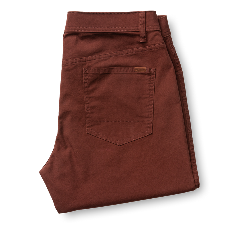 Classic Fit Pinpoint Canvas Five-Pocket - Burgundy Brown