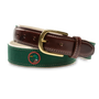 Logo Embroidered Canvas Webbed Belt - Hunter Green