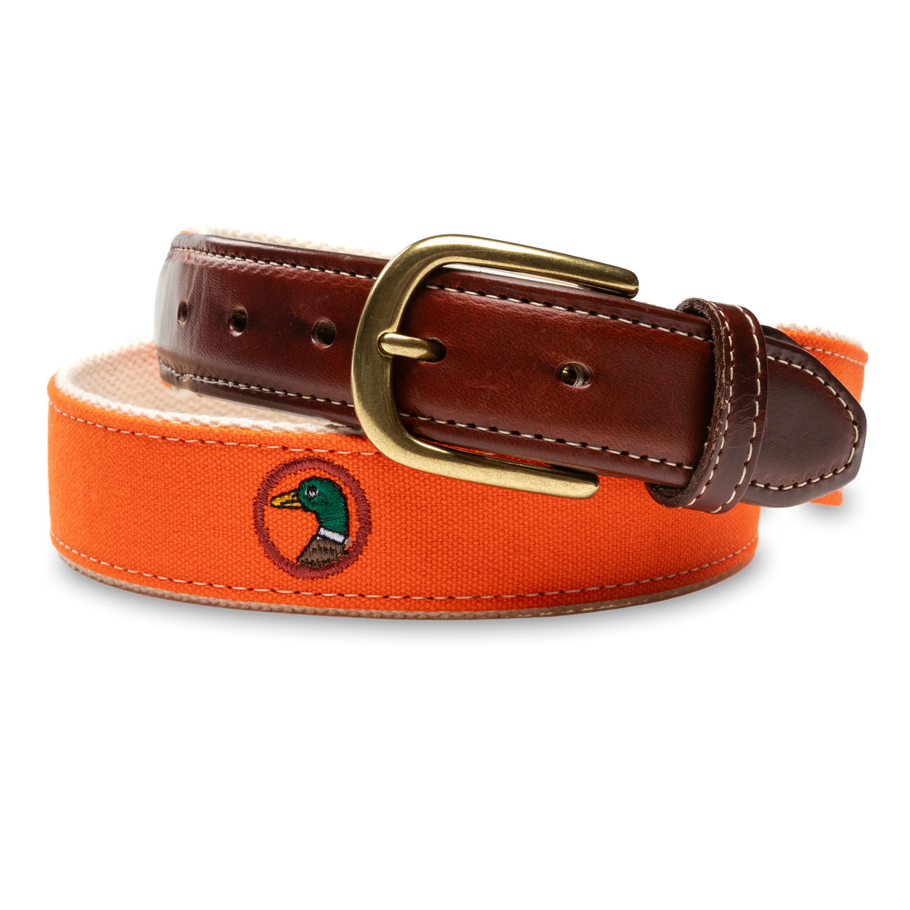 Logo Embroidered Canvas Webbed Belt - Burnt Sienna