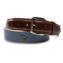 Embroidered Nubuck Leather Belt - Stormy Teal