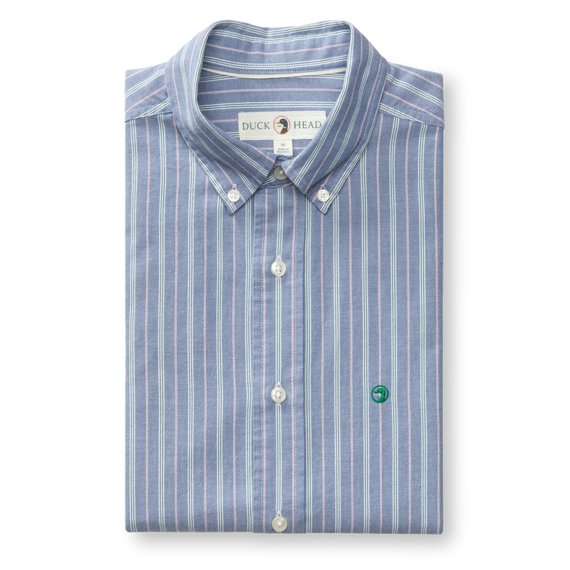 Cotton Oxford Sport Shirt - Garrison Stripe - Varsity Blue