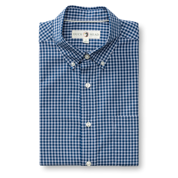 Cotton Cashmere Poplin Sport Shirt - Bridger Plaid - Navy Peony