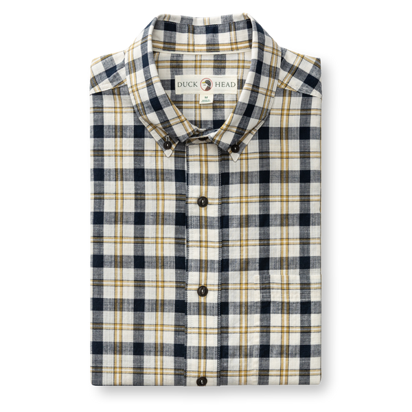 Cotton Slub Sport Shirt - Brant Plaid - Deep Navy