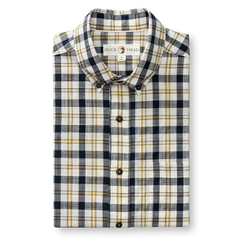 Cotton Slub Sport Shirt - Brant Plaid - Deep Navy