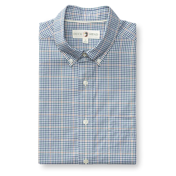 Cotton Twill Sport Shirt - Goodwin Plaid - Midnight Teal