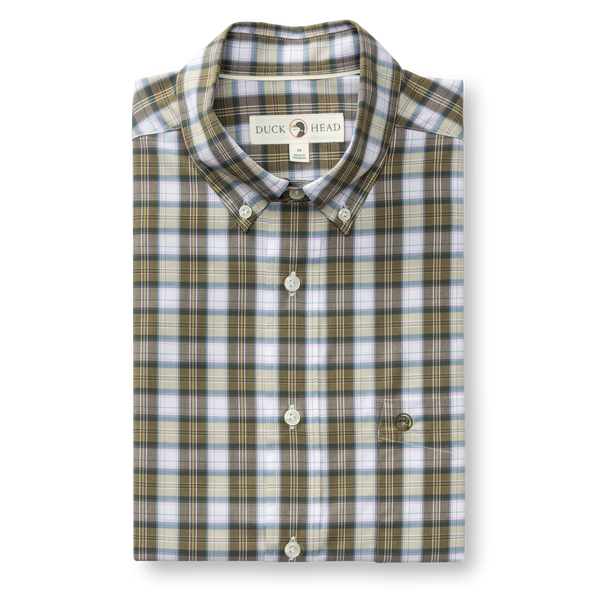 Performance Poplin Sport Shirt - Aldridge Plaid - Dark Olive