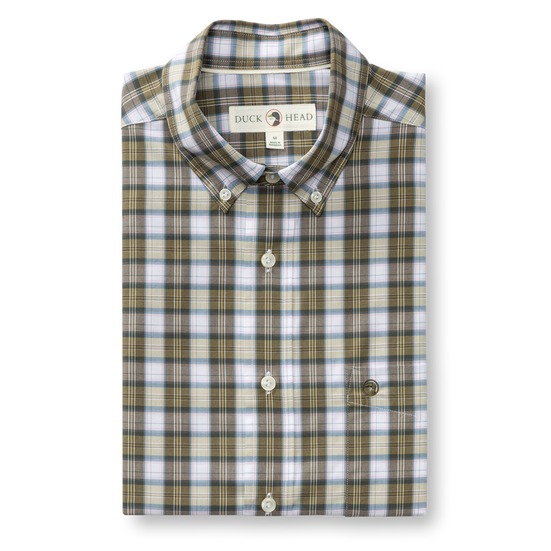 Performance Poplin Sport Shirt - Aldridge Plaid - Dark Olive