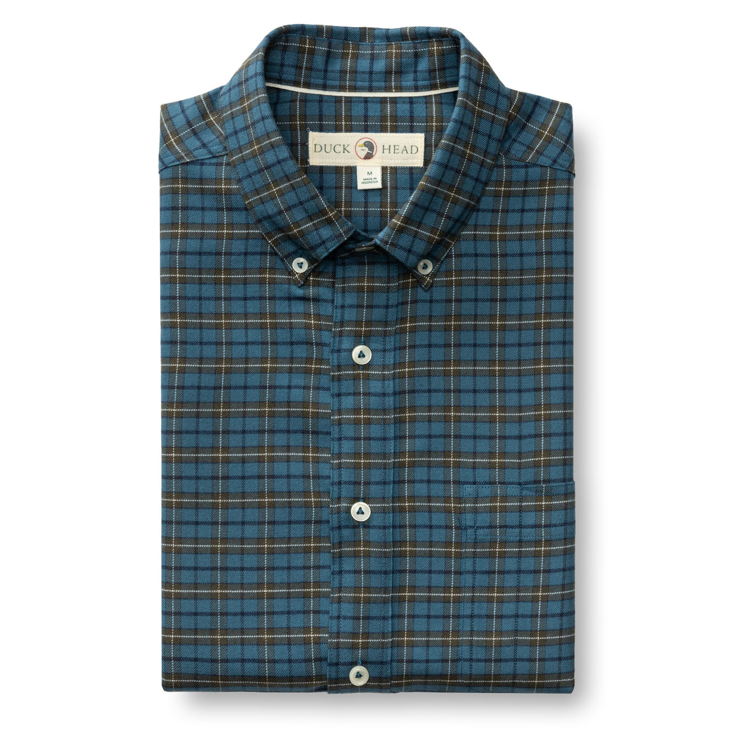 Cotton Flannel Sport Shirt - Wexler Plaid - Stormy Teal
